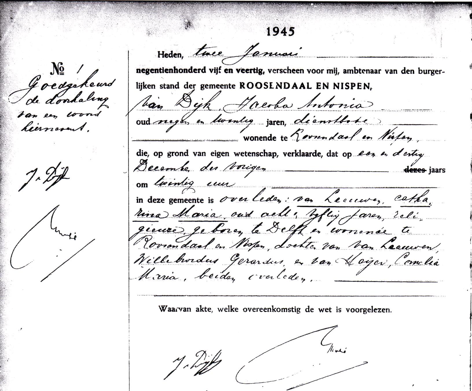 akte Ca 02 januari 1945